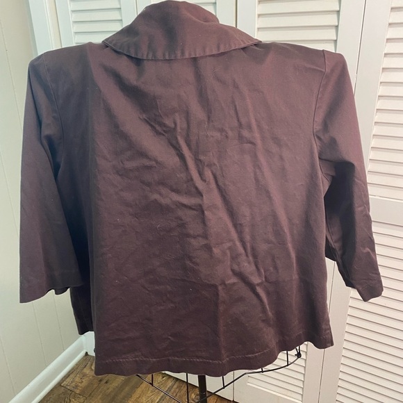 Cato size 18/20 dark brown 3/4 length sleeve stretch comfy chunky buttons cotton - Picture 5 of 7